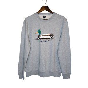 J Crew Mens Mallard Duck Terry Crew Neck Sweatshirt Medium Gray 100% Cotton New
